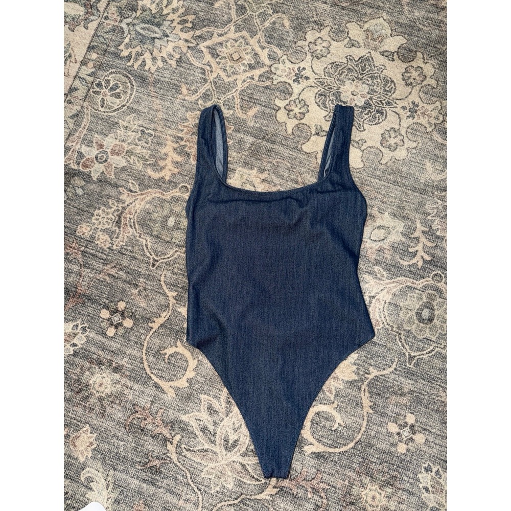 Naked Wardrobe Denim Bodysuit Tank Top